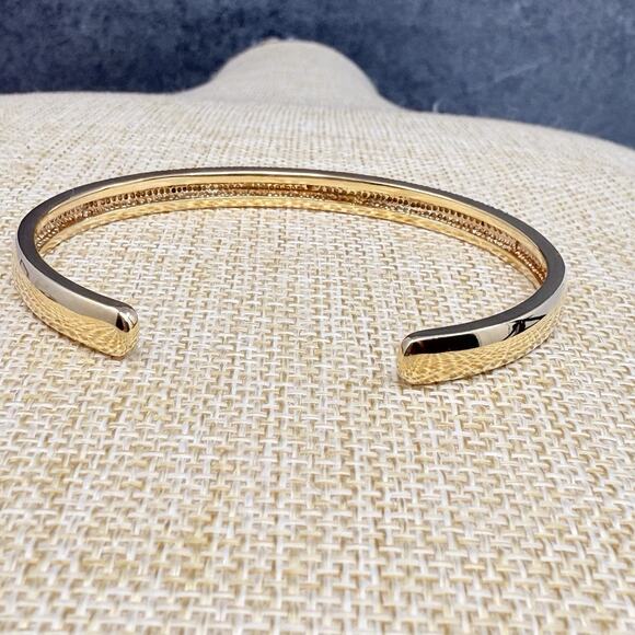 Vintage Gold Tone CZ Pave Cuff Bracelet Signed PAJ BB - Picture 5 of 9